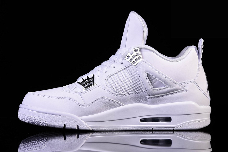 Фото № 4 с приближением к товару «‎Air Jordan 4 Retro Pure Money (2017) Vintage Basketball Shoes White Metallic Silver Pure Platinum»