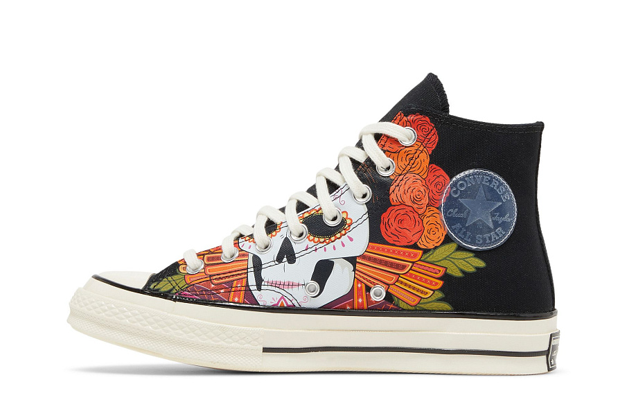 Фото № 4 с приближением к товару «‎Converse Chuck 70 High Dia de los Muertos - Black»