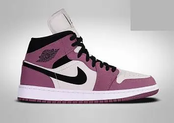 Nike WMNS Air Jordan 1 Mid Mid-Top Basketball Shoes Berry Pink - 1