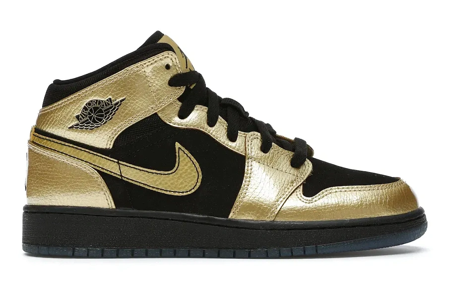 Фото № 1 с приближением к товару «‎Jordan 1 Mid Metallic Gold Coin Black »