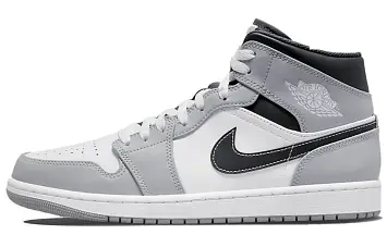 Air Jordan 1 Mid "Light Smoke Grey" Basketball Shoes GreyWhiteBlack - 1