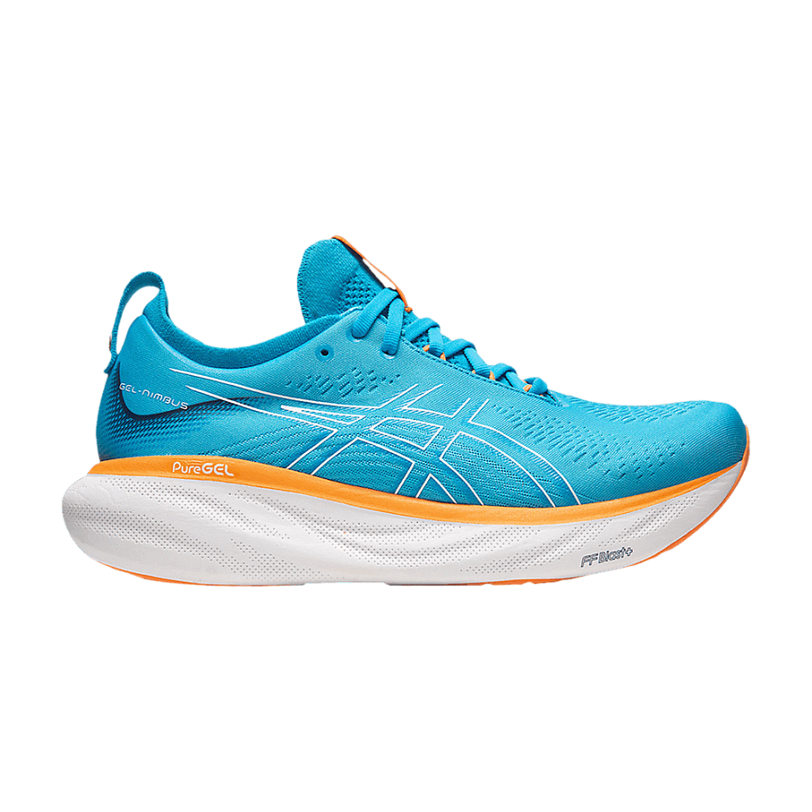 Фото № 1 с приближением к товару «‎Asics Gel Nimbus 25 Wide Island Blue Sun Peach»