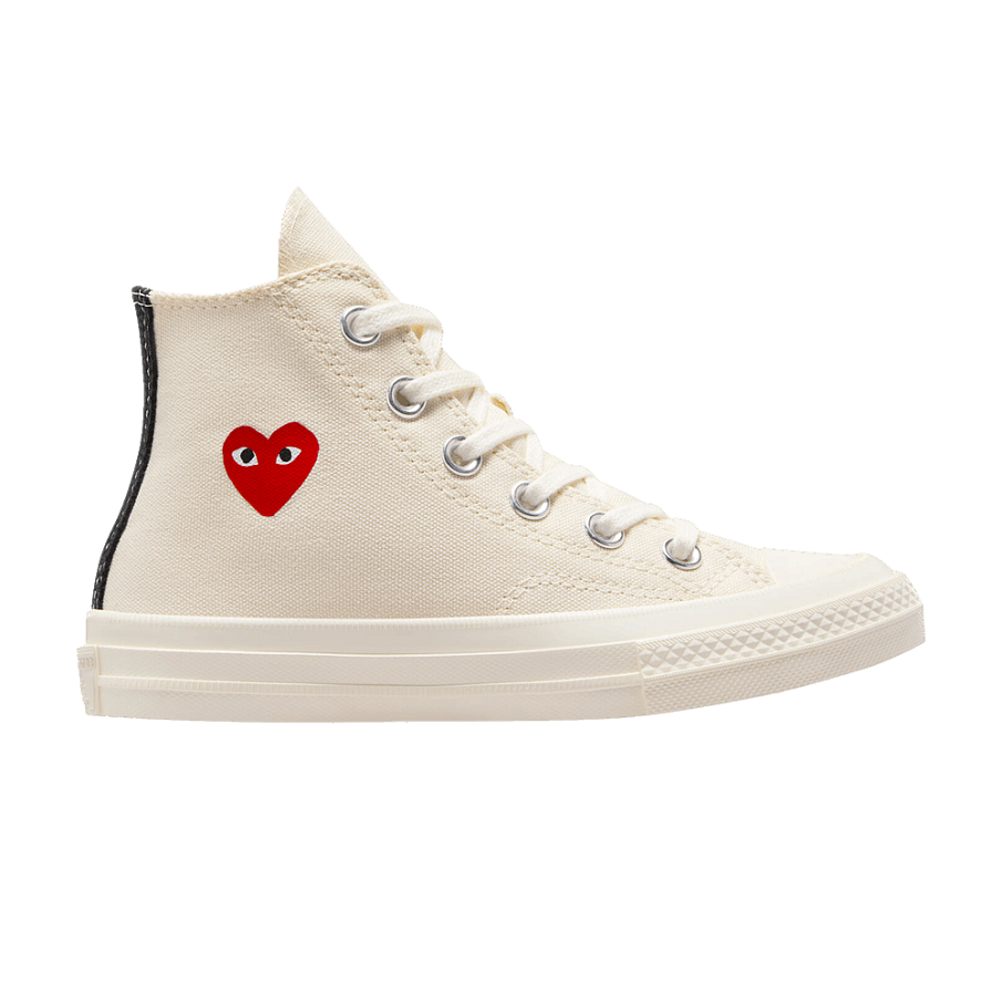 Фото № 1 с приближением к товару «‎Comme des Garçons PLAY x Converse Chuck 70 High PS Single Heart - Milk»