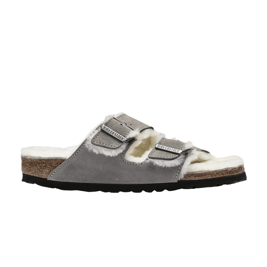 Фото № 1 с приближением к товару «‎Birkenstock Arizona Shearling Suede Leather Narrow Stone Coin»