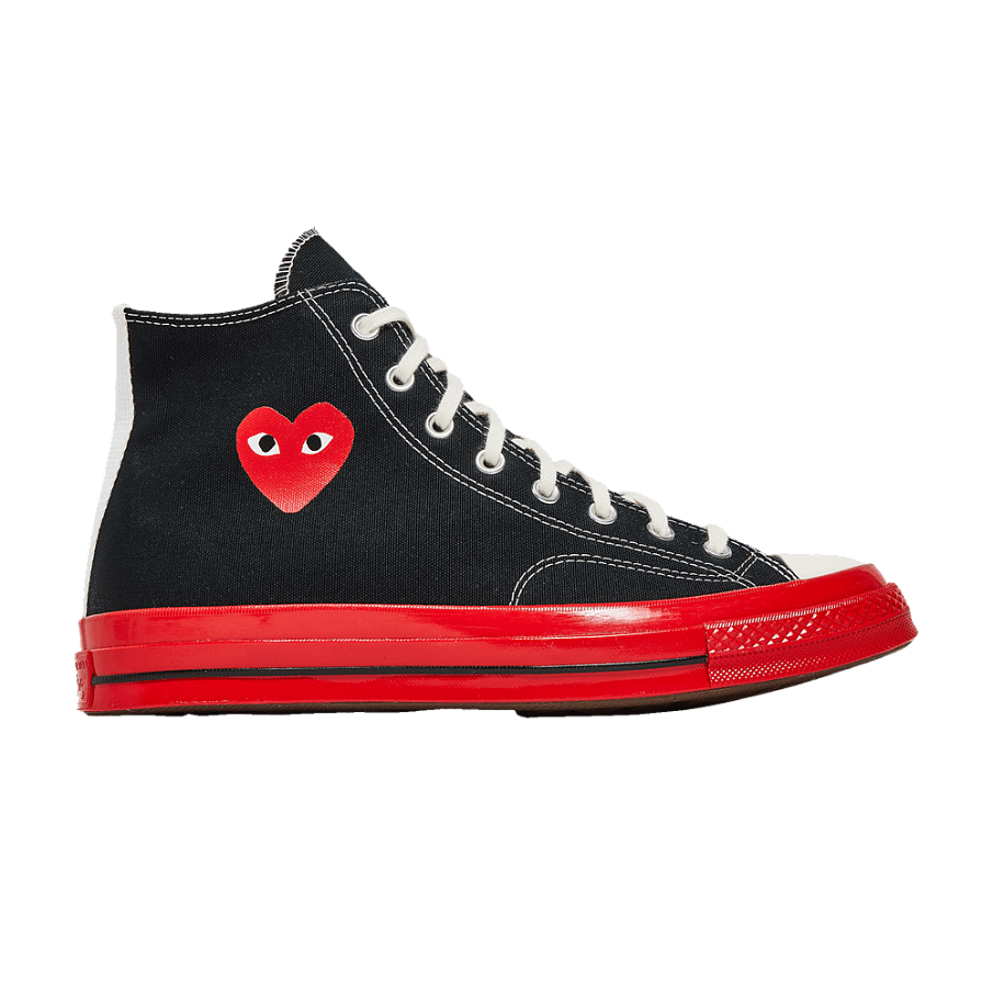 Фото № 1 с приближением к товару «‎Comme des Garçons Play x Converse Chuck 70 High Black Red»
