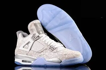 Air Jordan 4 Retro 30Th Anniversary Laser Vintage Basketball Shoes Laser WhiteChrome-Metallic Silver - 1
