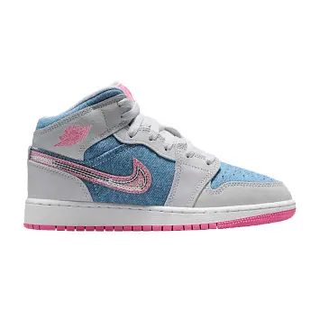 Air Jordan 1 Mid GS Denim Sequin - 1