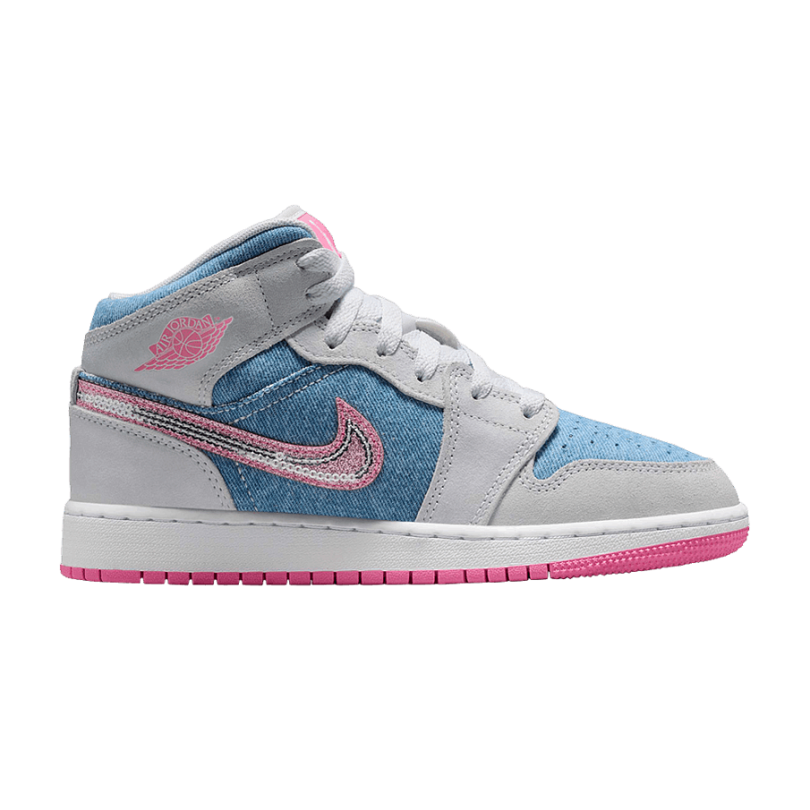 Фото № 1 с приближением к товару «‎Air Jordan 1 Mid GS Denim Sequin»