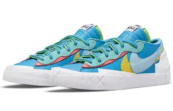 Kaws X Sacai X Nike Blazer Low Skate Shoes Neptune Blue - 4