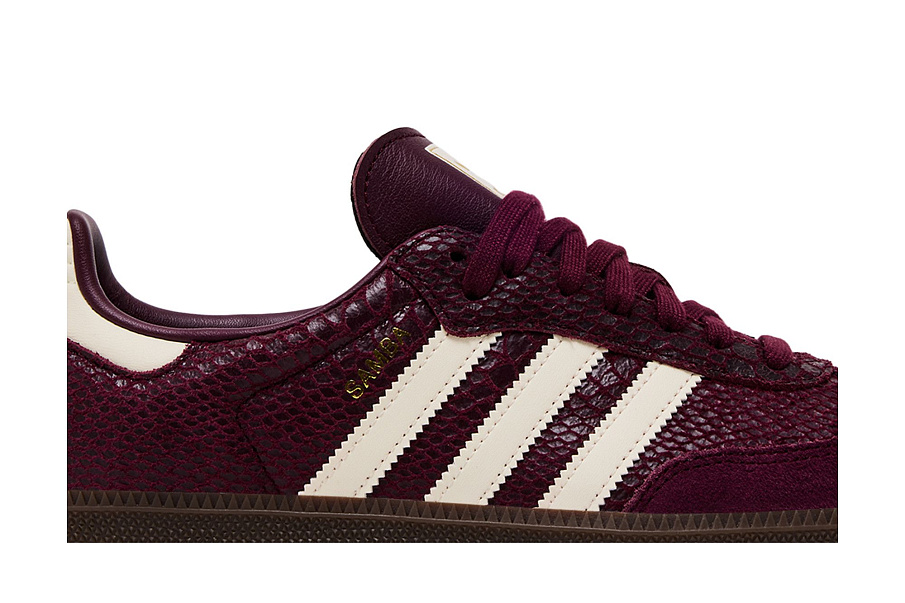 Фото № 3 с приближением к товару «‎adidas Women's Samba OG Maroon Cream White Gold»