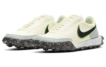 Nike Waffle Racer Crater Sports Casual Shoes Pale Ivory Electric Green - 5