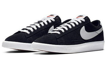 Nike Blazer Low Prm Vntg Suede Skate Shoes Black White - 3