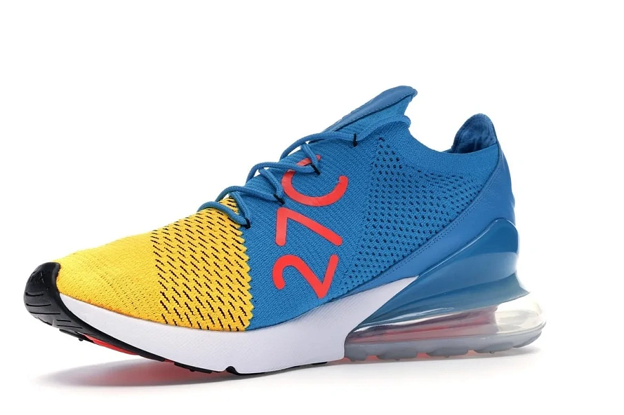 Фото № 4 с приближением к товару «‎Nike Air Max 270 Flyknit Laser Orange Blue Orbit»