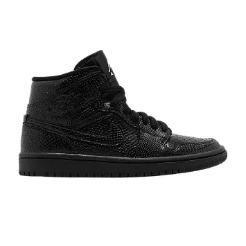 Women's Air Jordan 1 Mid Black Snakeskin - 1