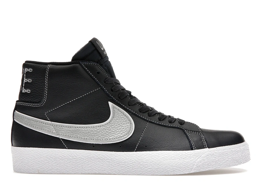 Фото № 1 с приближением к товару «‎Nike SB Zoom Blazer Mid Mason Silva Dark Obsidian Metallic Silver»