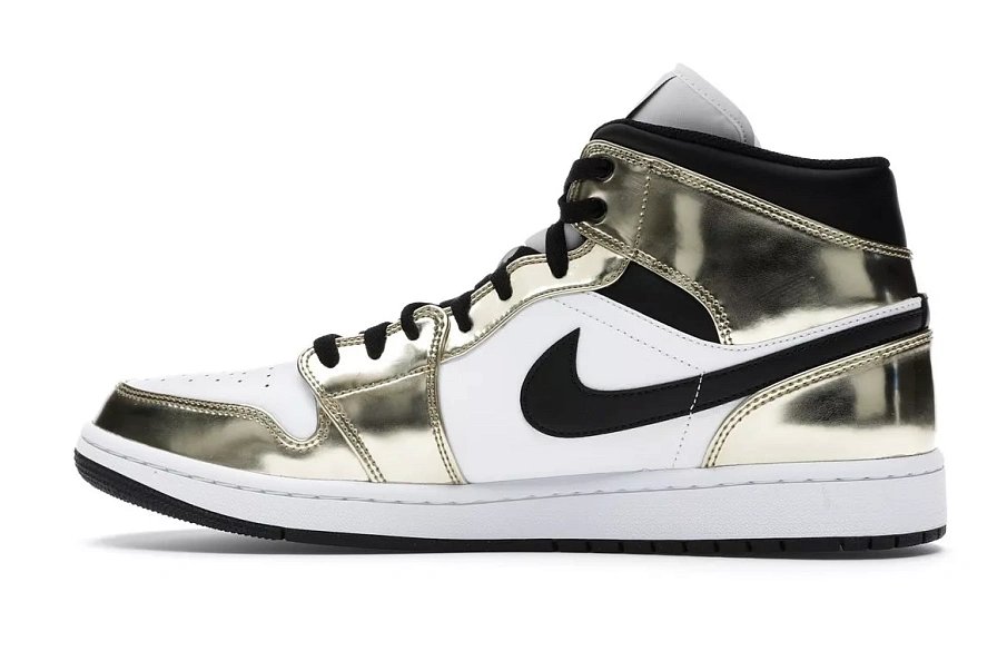 Фото № 5 с приближением к товару «‎Jordan 1 Mid Metallic Gold Black White»