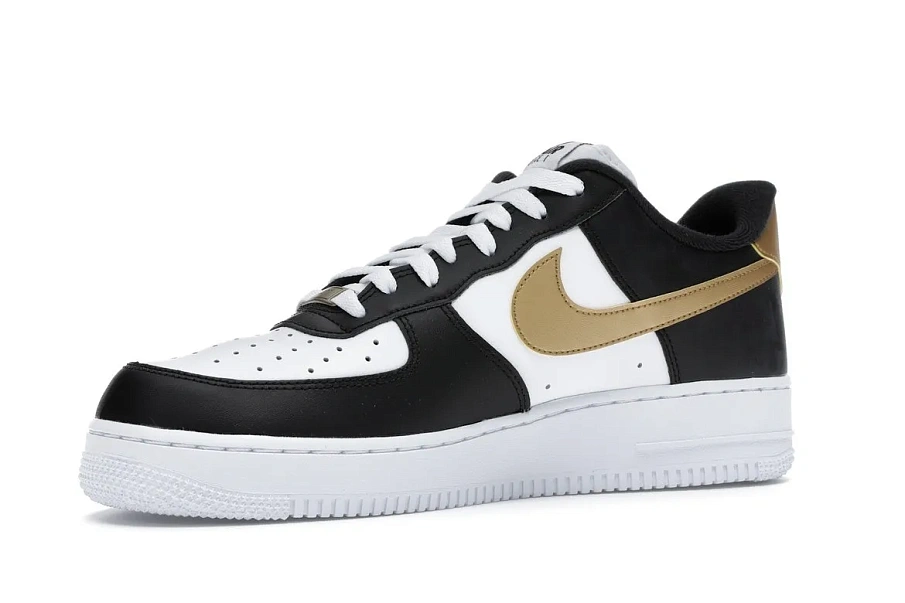 Фото № 3 с приближением к товару «‎Nike Air Force 1 Low Black White Metallic Gold»