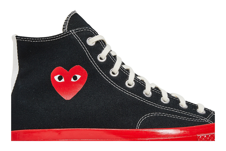 Фото № 3 с приближением к товару «‎Comme des Garçons Play x Converse Chuck 70 High Black Red»