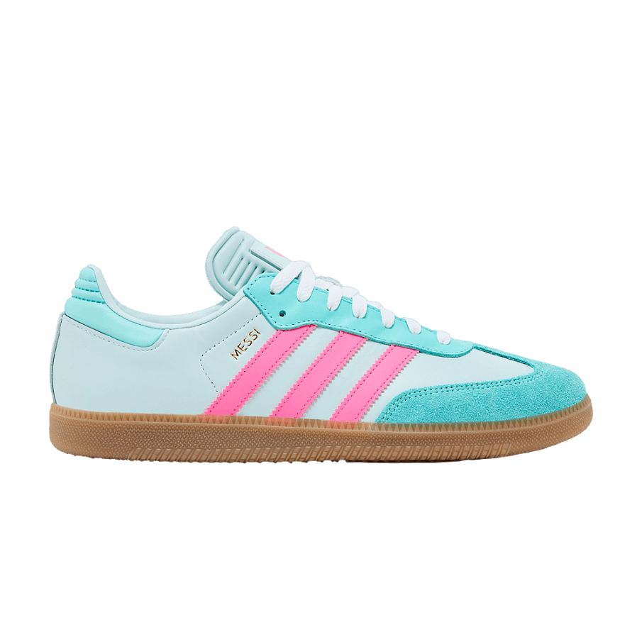 Фото № 1 с приближением к товару «‎Lionel Messi x adidas Samba J Halo Mint Lucid Pink»
