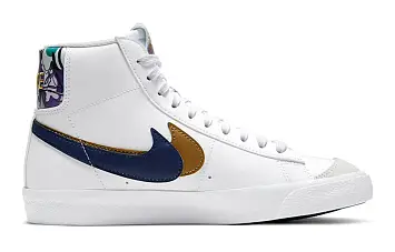 Nike Blazer Mid '77 SE GS 'Double Swoosh - White Gold Blue Void' - 2