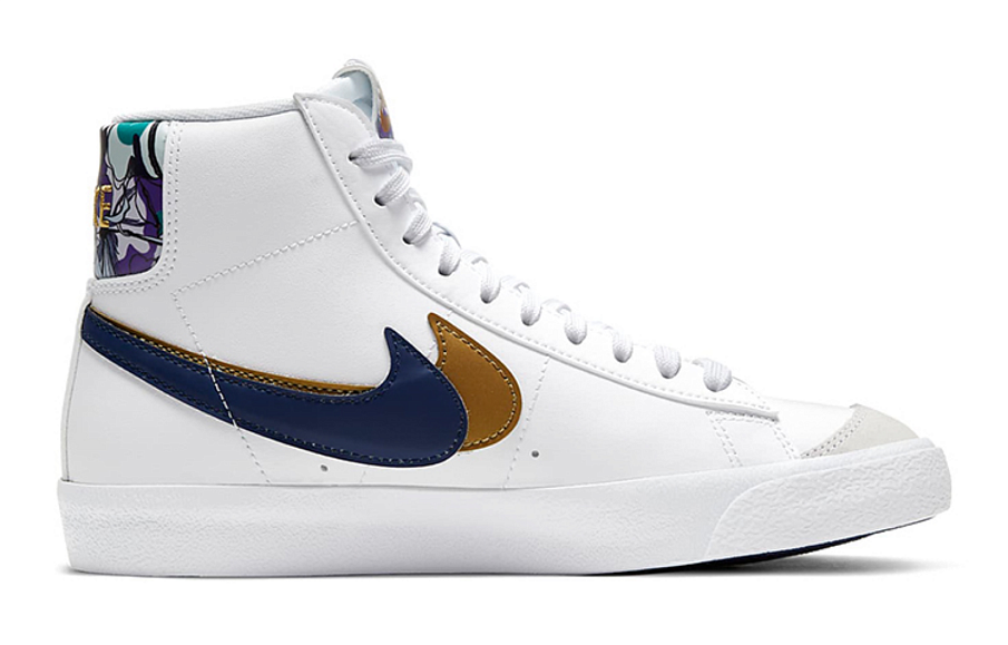 Фото № 2 с приближением к товару «‎Nike Blazer Mid '77 SE GS 'Double Swoosh - White Gold Blue Void'»