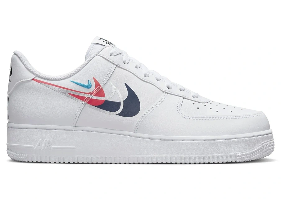 Фото № 1 с приближением к товару «‎Nike Air Force 1 Low 07 Quadruple Swoosh White Navy Crimson»