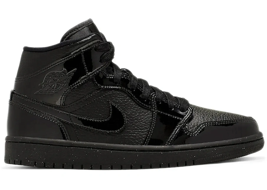 Фото № 1 с приближением к товару «‎Jordan 1 Mid Patent Triple Black »