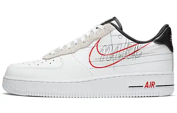 Nike Air Force 1 Low Script Swoosh Skate Shoes WhiteRed - 1
