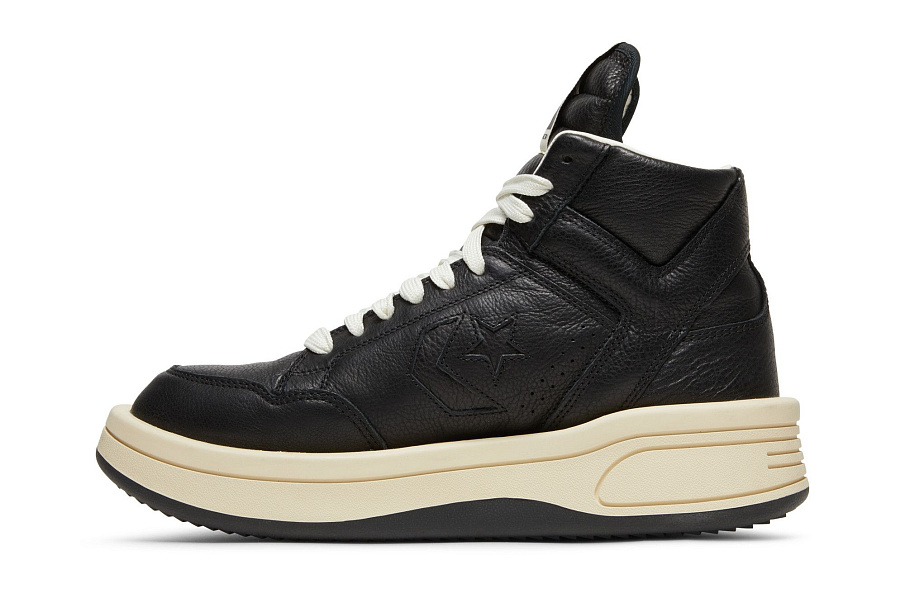 Фото № 4 с приближением к товару «‎Rick Owens x Converse DRKSHDW TURBOWPN Mid Black Cloud Cream»