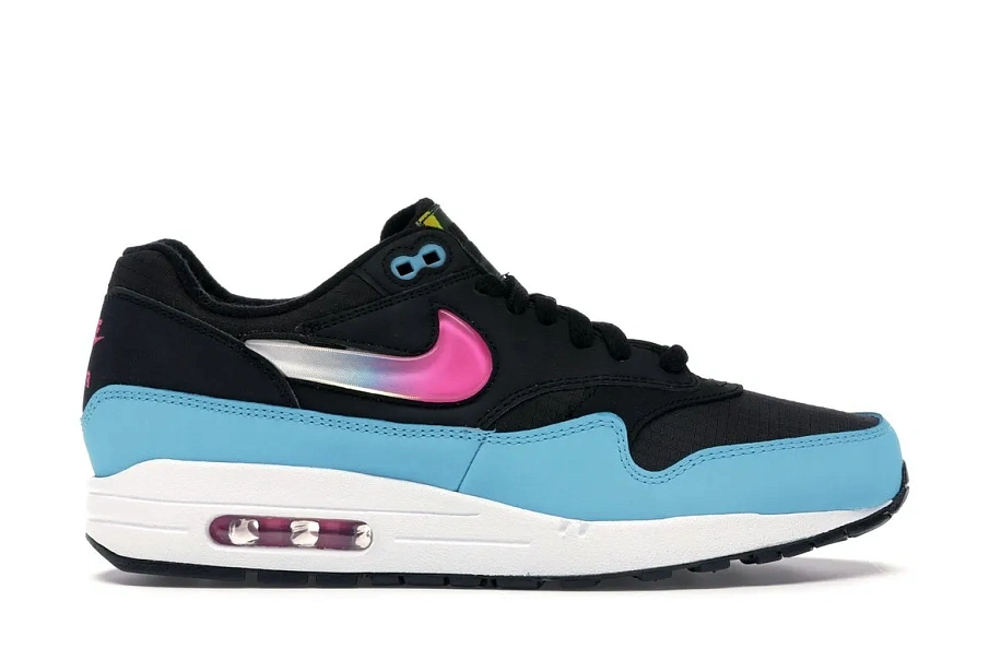 Фото № 1 с приближением к товару «‎Nike Air Max 1 Jelly Swoosh Black Fuchsia Blue Fury»