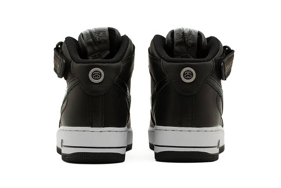 Фото № 4 с приближением к товару «‎Stussy Nike Air Force 1 Mid "BlackBlack"»