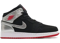Фото № 1 с приближением к товару «‎Jordan 1 Mid Black Red Silver »