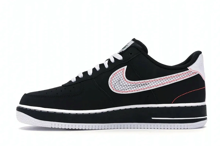 Фото № 3 с приближением к товару «‎Nike Air Force 1 Low Schematic Black White Bright Crimson»