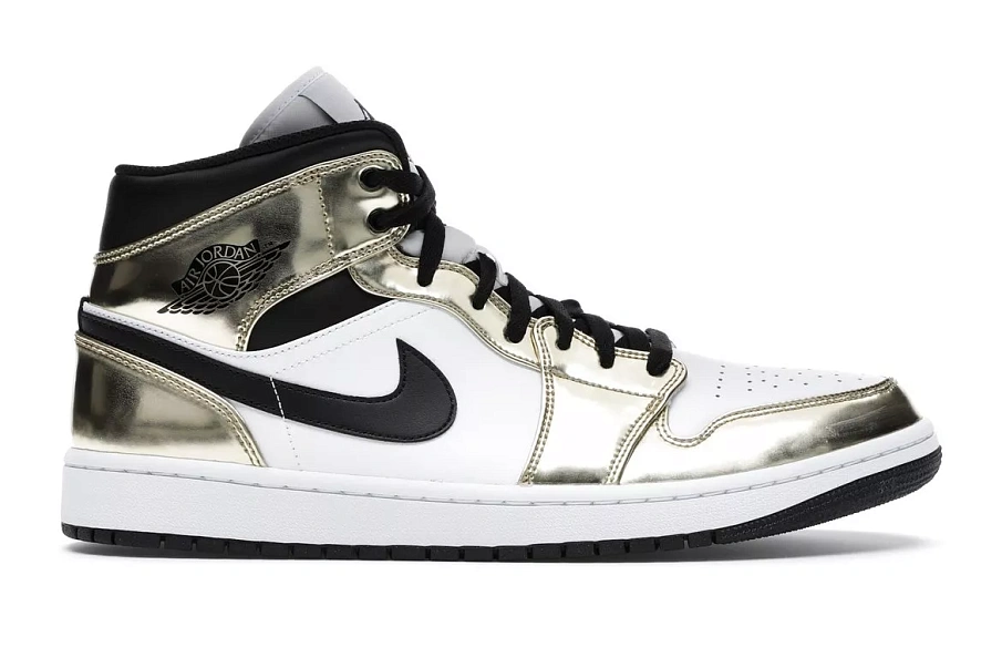 Фото № 1 с приближением к товару «‎Jordan 1 Mid Metallic Gold Black White»
