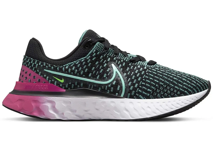 Фото № 1 с приближением к товару «‎Nike React Infinity Run Flyknit 3 Black Pink Turquoise »