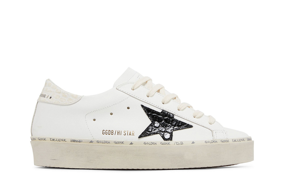 Фото № 2 с приближением к товару «‎Golden Goose Women's Hi Star White Black Crocodile»