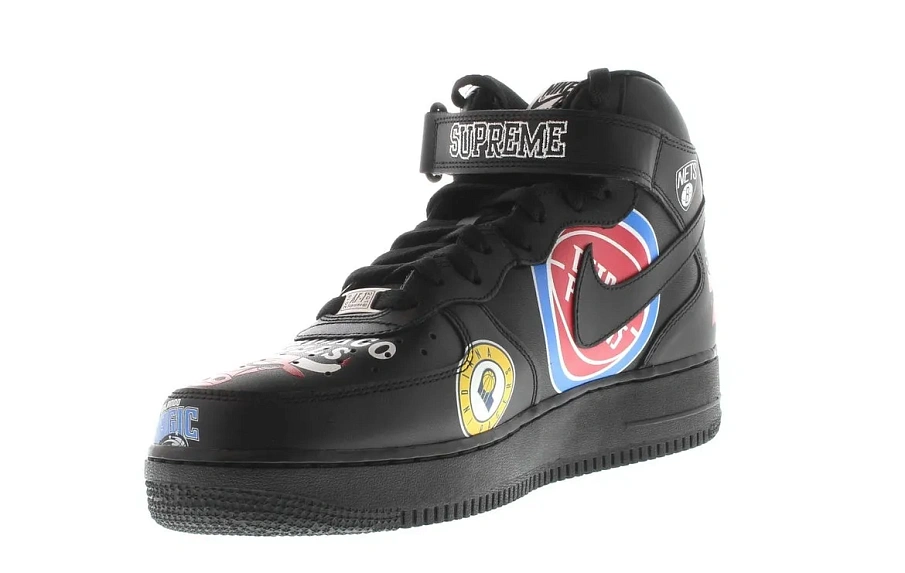 Фото № 4 с приближением к товару «‎Nike Air Force 1 Mid Supreme NBA Black»