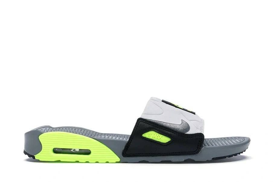 Фото № 1 с приближением к товару «‎Nike Air Max 90 Slide Smoke Grey Volt Black»
