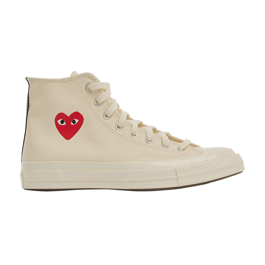 Фото № 1 с приближением к товару «‎Comme des Garçons PLAY x Converse Chuck 70 High Small Red Heart - Beige»