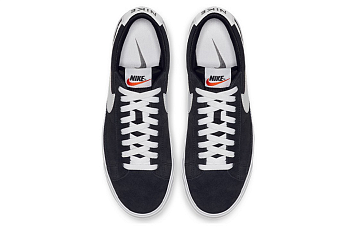Nike Blazer Low Prm Vntg Suede Skate Shoes Black White - 4