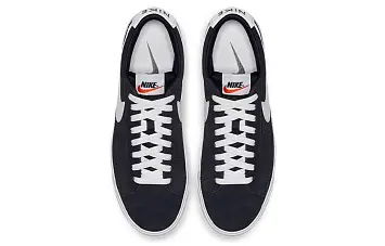 Nike Blazer Low Prm Vntg Suede Skate Shoes Black White - 4