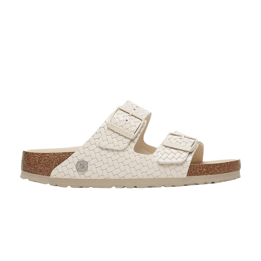 Фото № 1 с приближением к товару «‎Birkenstock Arizona Leather Woven Sandal Emboss Ecru»