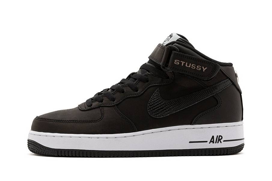 Фото № 2 с приближением к товару «‎Stussy Nike Air Force 1 Mid "BlackBlack"»