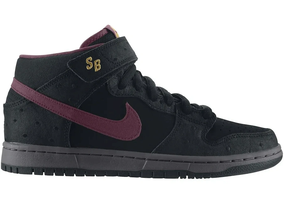 Фото № 1 с приближением к товару «‎Nike SB Dunk Mid Black Ostrich Cherrywood»