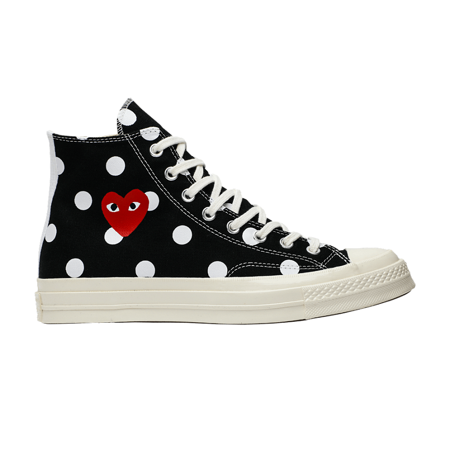 Фото № 1 с приближением к товару «‎Comme des Garçons x Converse Chuck Taylor All Star 70 Hi Black Polka Dot»
