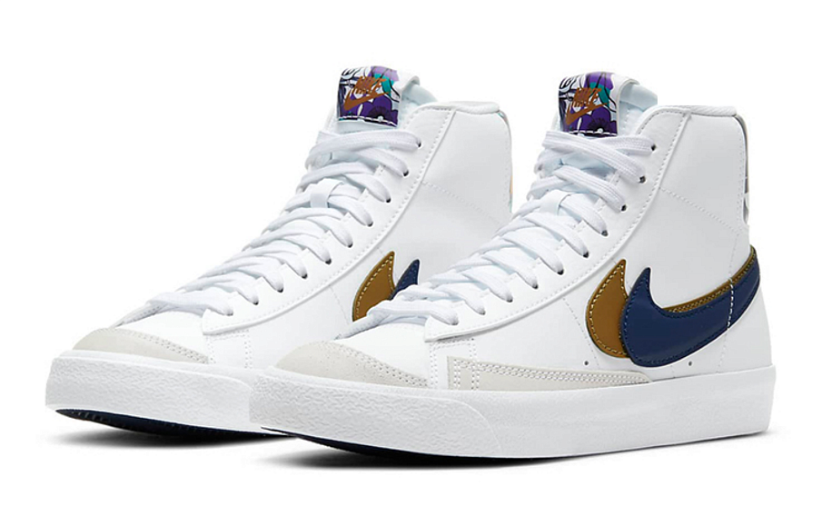Фото № 3 с приближением к товару «‎Nike Blazer Mid '77 SE GS 'Double Swoosh - White Gold Blue Void'»