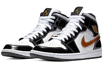 Фото № 3 с приближением к товару «‎Jordan 1 Mid Patent Black White Gold»