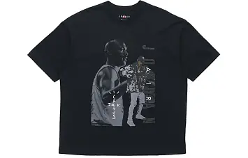 Air Jordan 6 x Travis Scott Printed TEE Men Black - 1