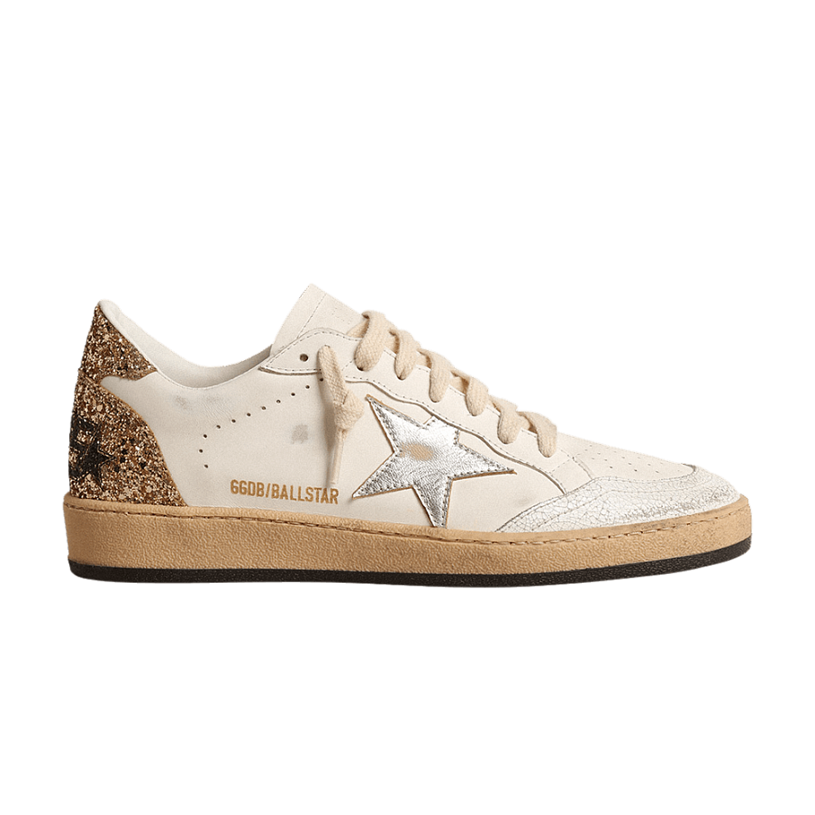 Фото № 1 с приближением к товару «‎Golden Goose Women's Ball Star White Silver Metallic Gold Glitter»