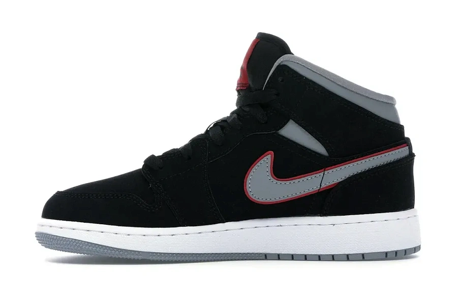 Фото № 3 с приближением к товару «‎Jordan 1 Mid Black Particle Grey Gym Red »